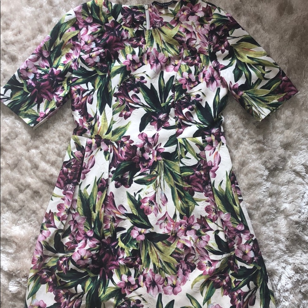 Floral fit and flare dress with pockets